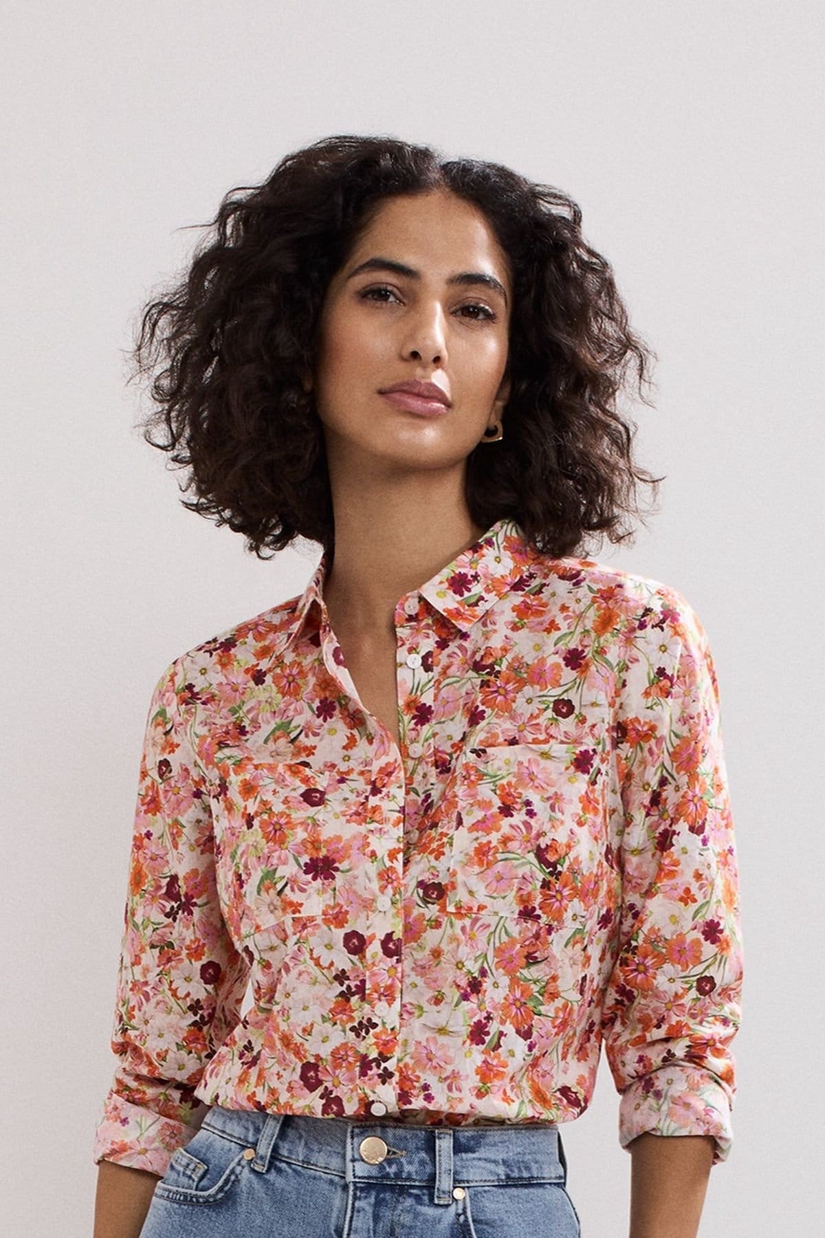 Phase Eight Light Pink Floral Print Shirt
