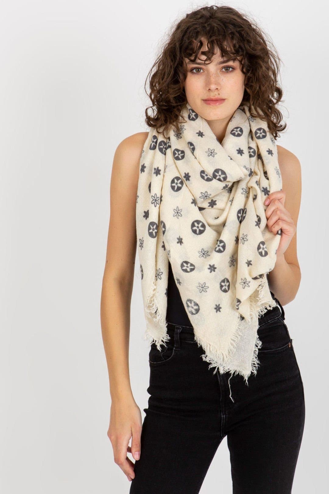 Love Lace Love Lace Beige Multipattern Neckerchief Sling Scarf