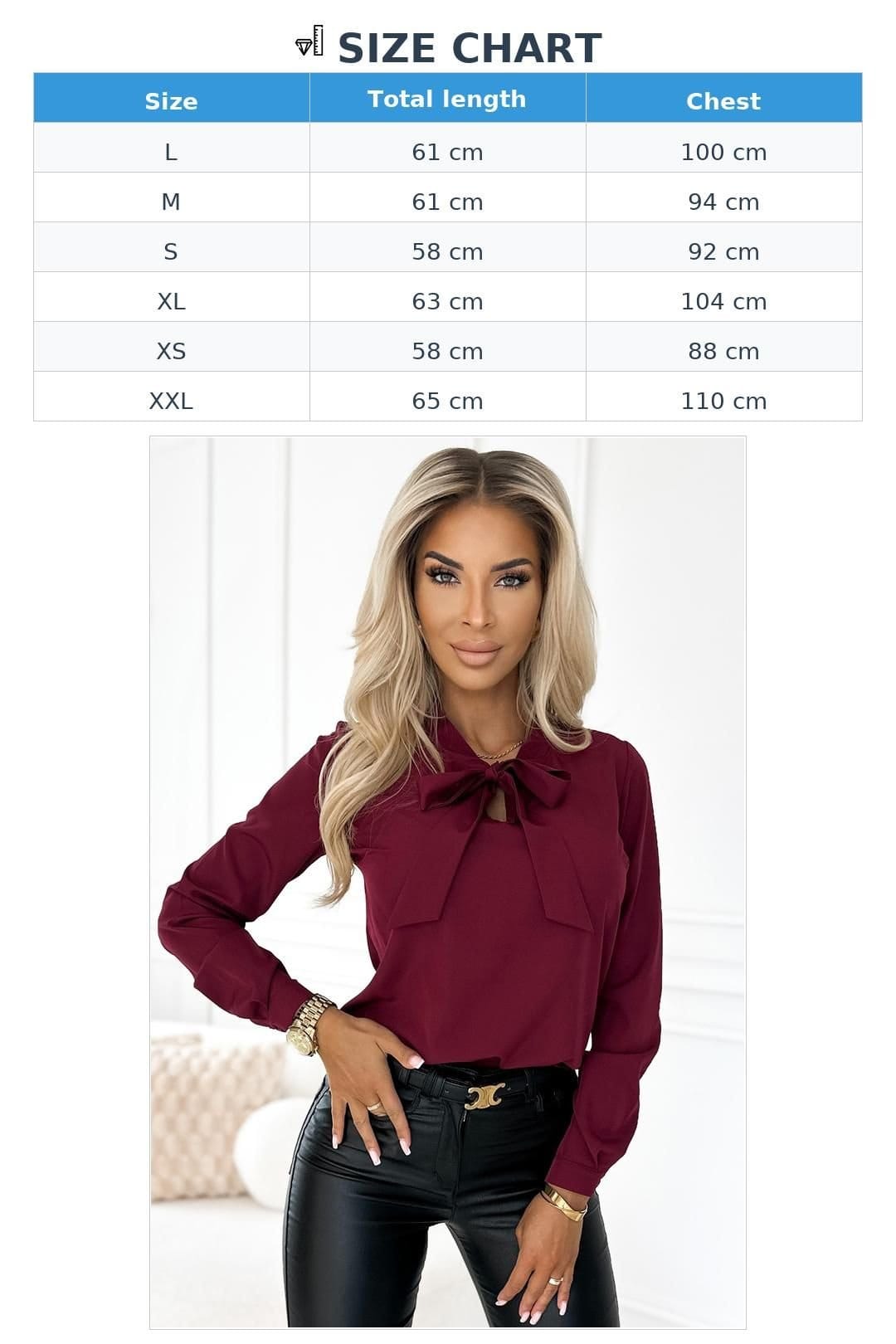 Love Lace Love Lace Women's Elegant Long Sleeve Business Blouse in Burgundy - 4