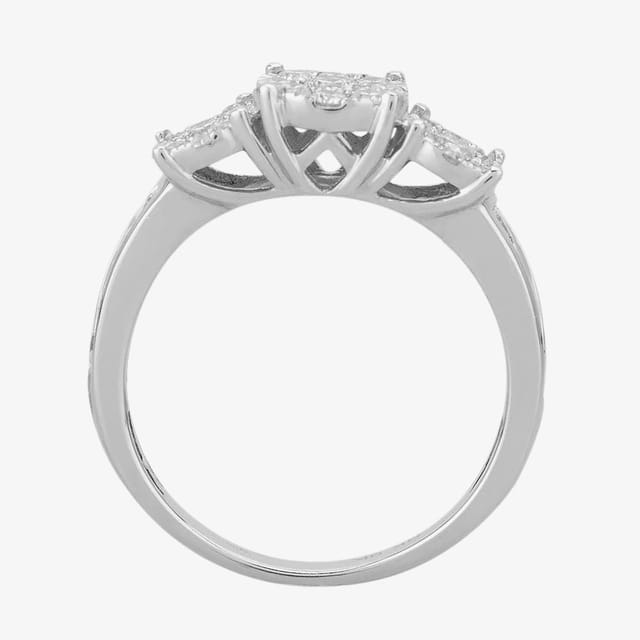 T.H.Baker T.H.Baker Women's 9ct White Gold 1.00ct Diamond Cluster Trilogy Ring in Silver - 2