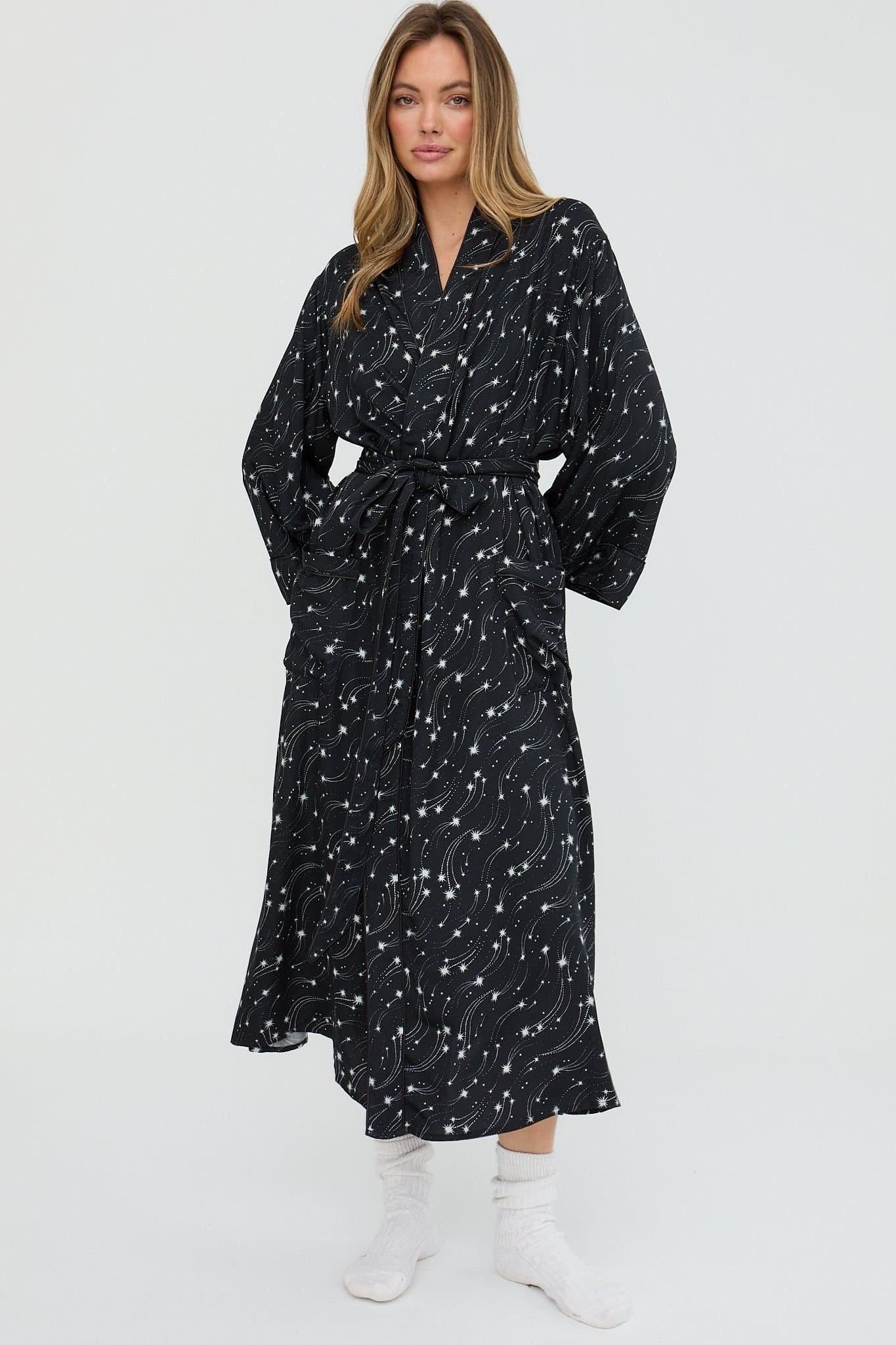 Lily and Lionel Lily and Lionel Black Shooting Star Print Robe