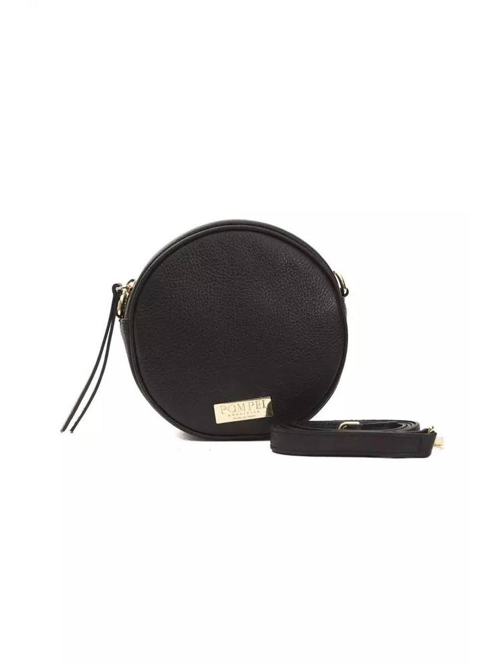 Pompei Donatella Pompei Donatella Women's Small Oval Leather Crossbody Elegance in Black - 1