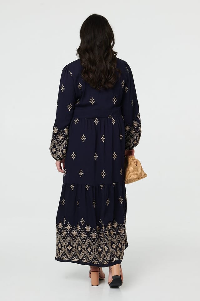 Izabel London Izabel London Women's Curve Border Print V-Neck Maxi Dress - 3