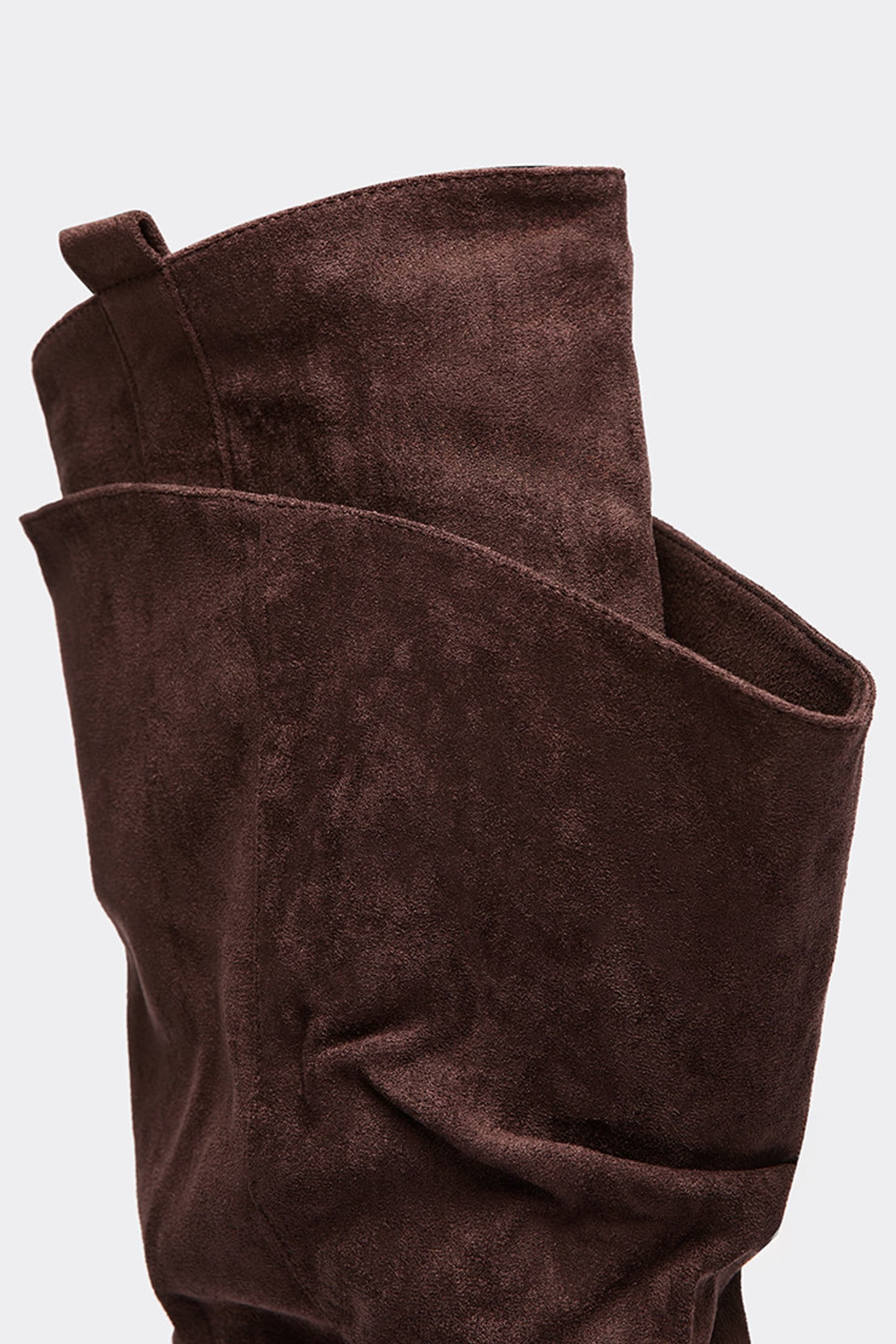 EGO EGO Women's Knee High Layered Faux Leather Block Heel Boots in Dark Brown