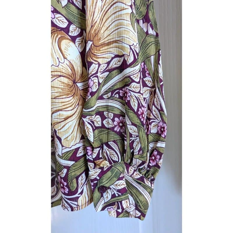 H&M H&M x William Morris Multicolour Floral Chiffon Blouse Shirt Size 10-12