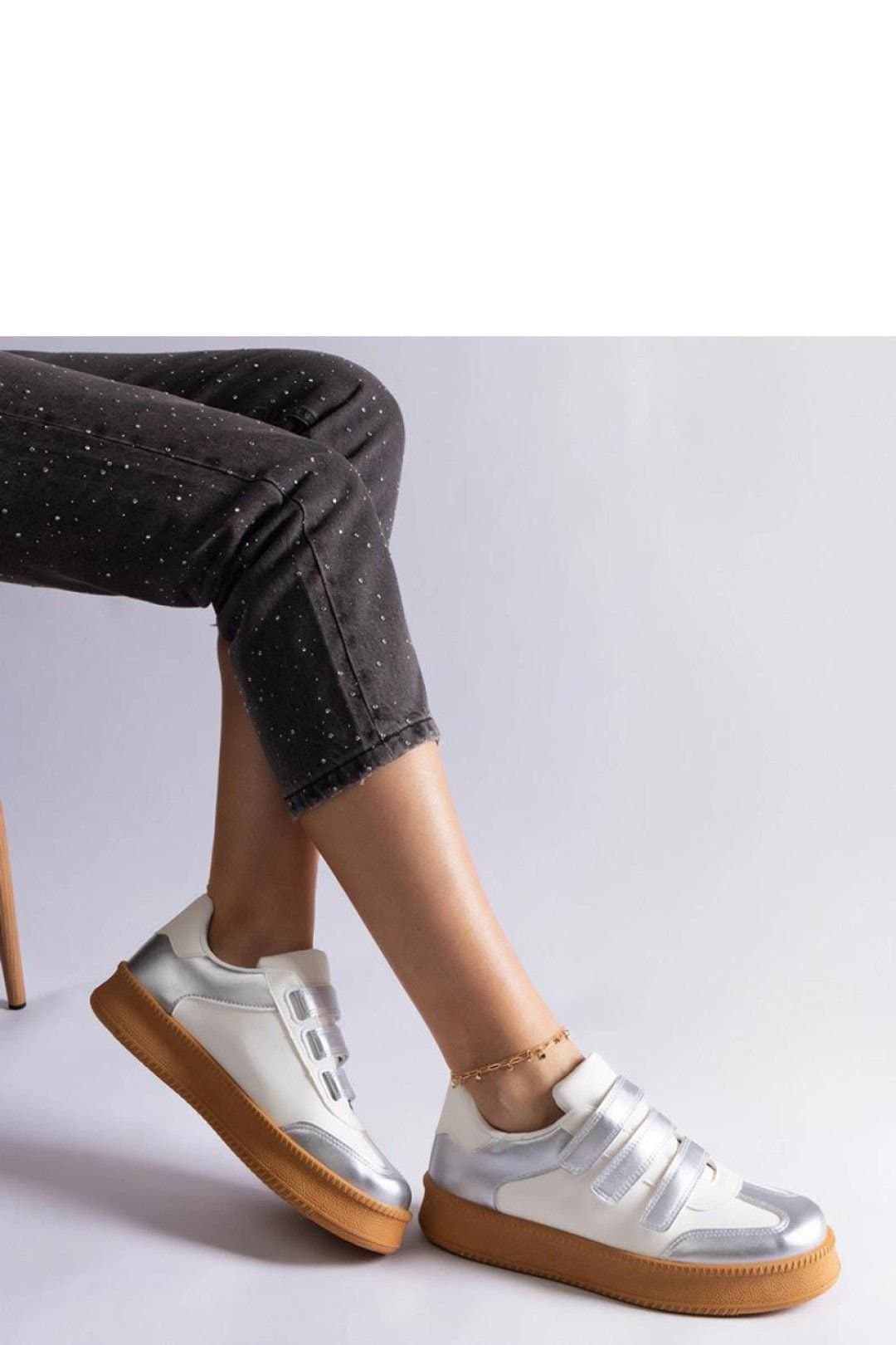 Love Lace Love Lace Women's Mena Sport Sneakers with Velcro Closure & Rubber Sole in Silver