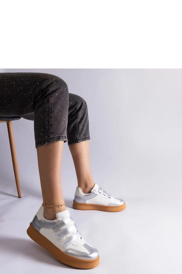 Love Lace Love Lace Women's Mena Sport Sneakers with Velcro Closure & Rubber Sole in Silver - 2