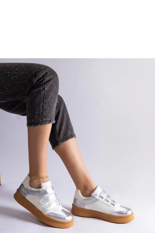Love Lace Love Lace Women's Mena Sport Sneakers with Velcro Closure & Rubber Sole in Silver - 3