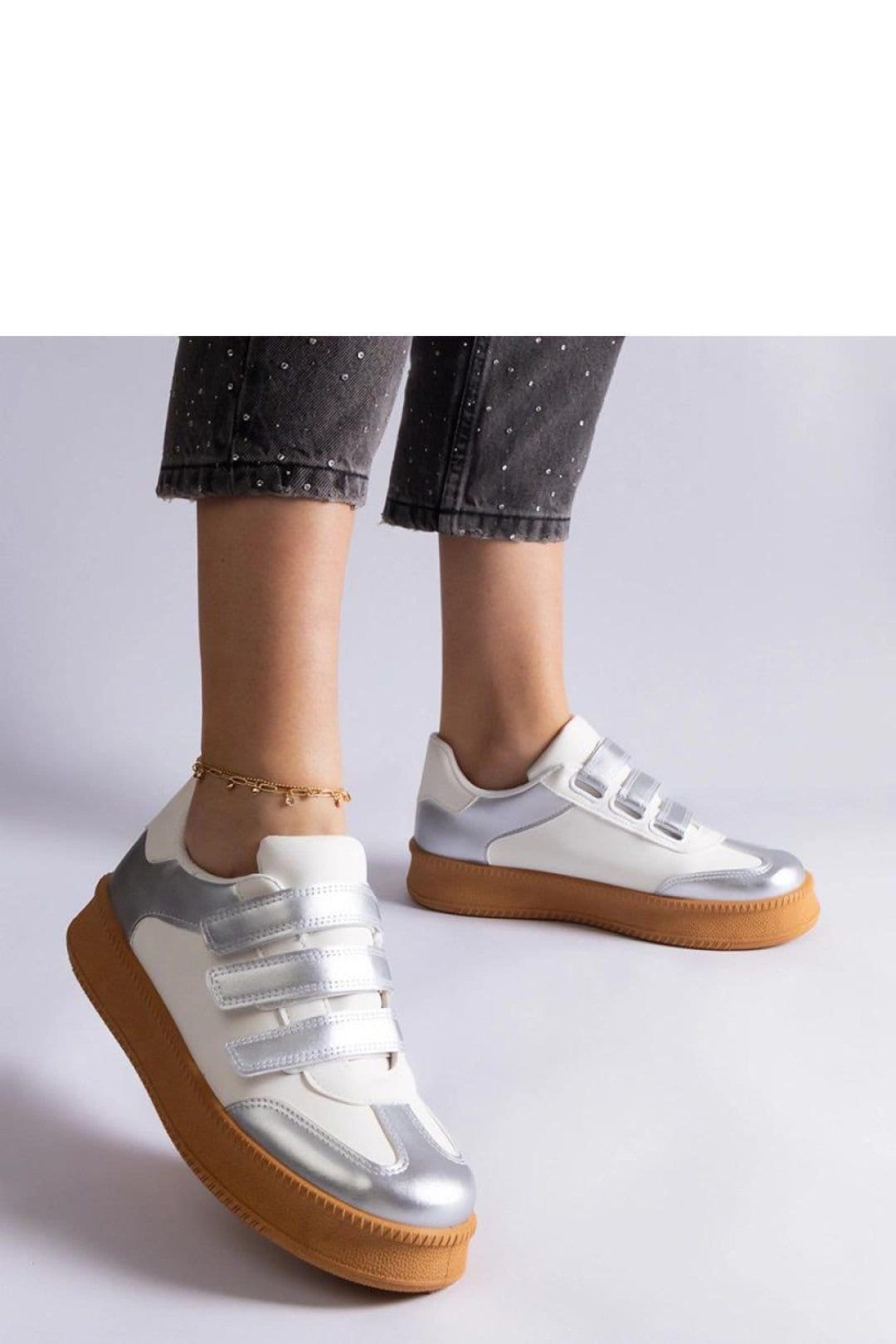 Love Lace Love Lace Women's Mena Sport Sneakers with Velcro Closure & Rubber Sole in Silver - 4