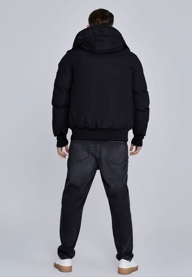 SikSilk SikSilk Men's Hooded Bomber Jacket in Black - 3