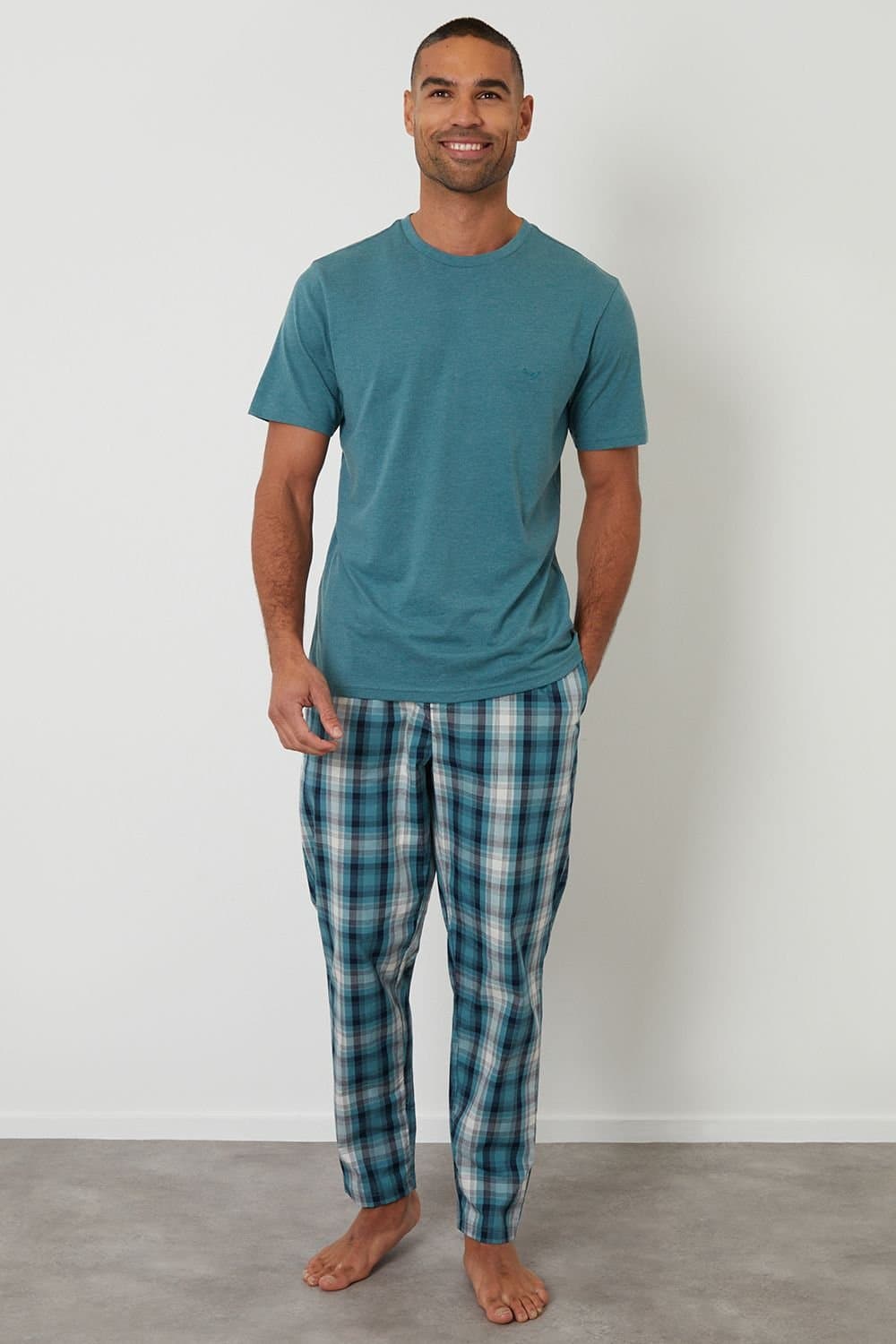 Threadbare Threadbare Men's Check Pyjama Set in Teal