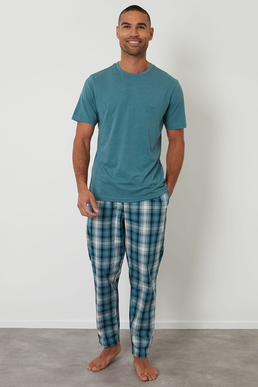 Threadbare Threadbare Men's Check Pyjama Set in Teal - 1