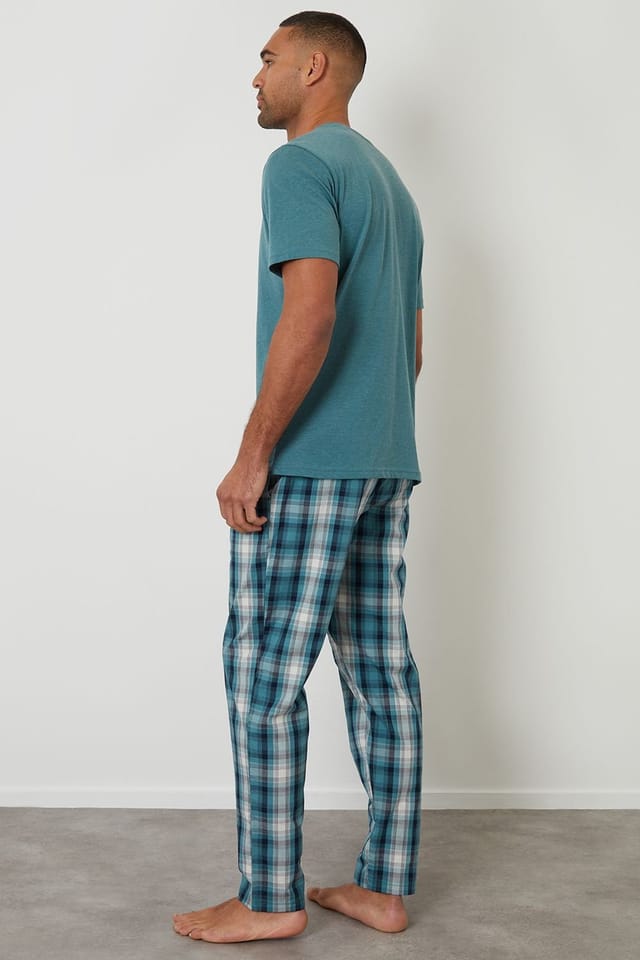 Threadbare Threadbare Men's Check Pyjama Set in Teal - 2