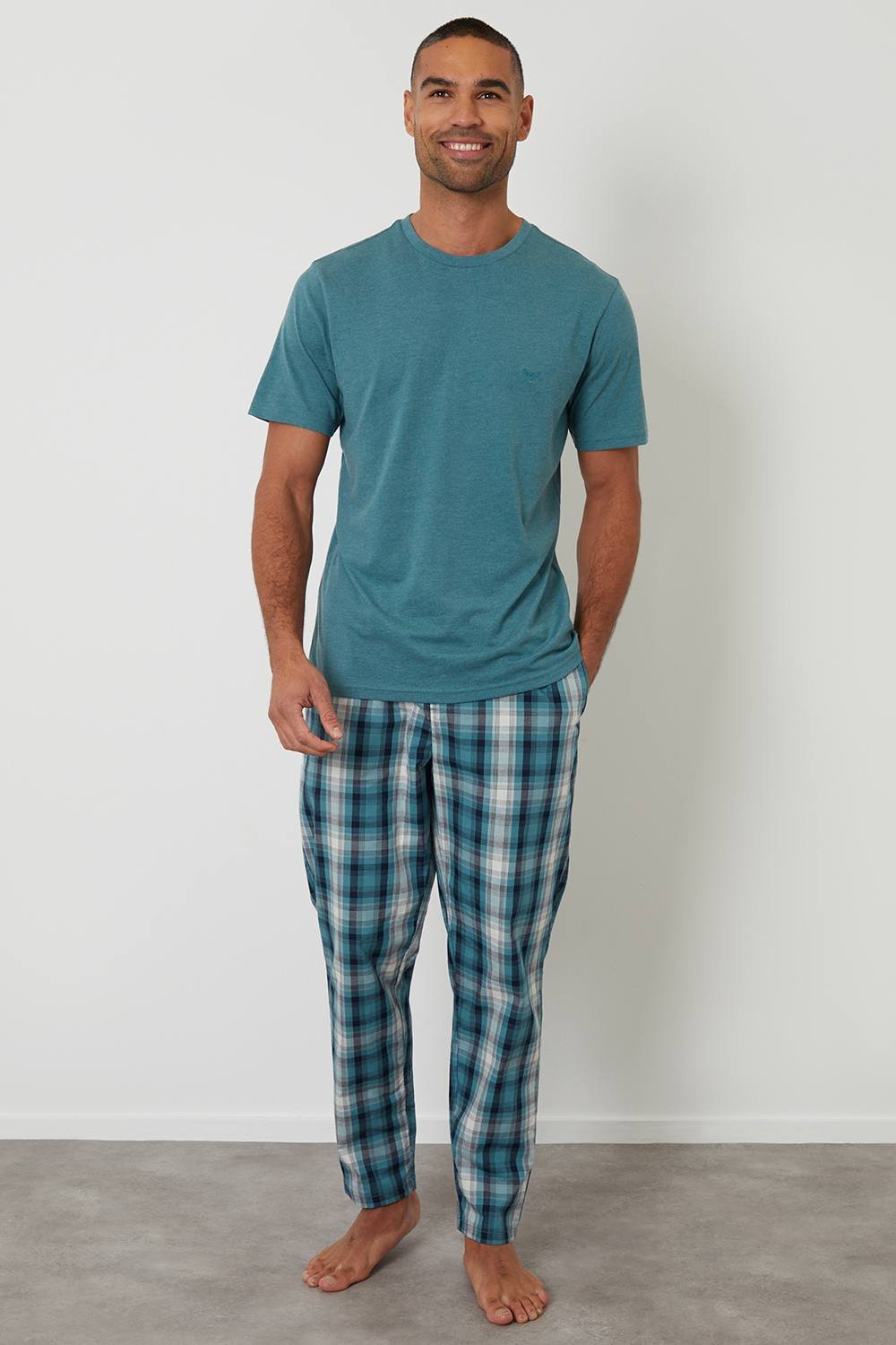 Threadbare Threadbare Men's Check Pyjama Set in Teal - 4