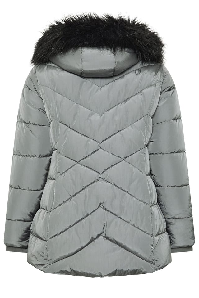 Yours Yours Women's Short Padded Coat in Grey - 2