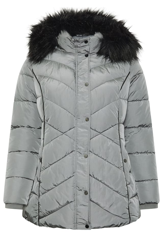Yours Yours Women's Short Padded Coat in Grey - 3