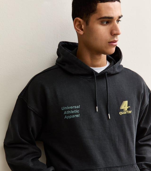 Only and Sons Men's Black Relaxed Athletic Logo Hoodie Only and Sons New Look - 2