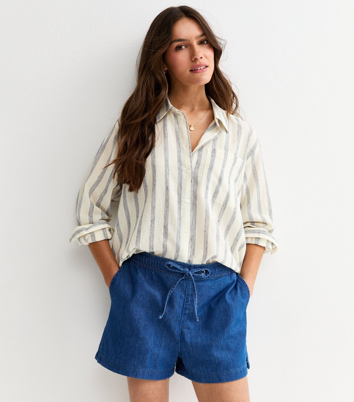 New Look Women's Petite Blue Striped Long Sleeve Shirt New Look - 2