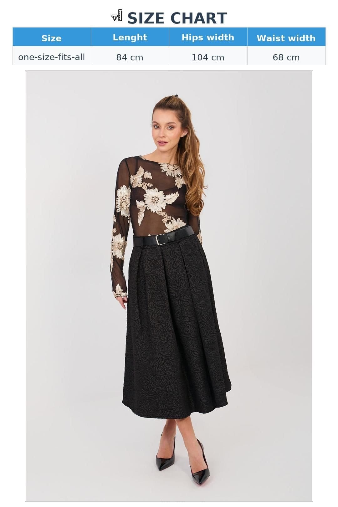 Love Lace Love Lace Women's Flared Midi Skirt With Front Pleats Pockets in Black - 4