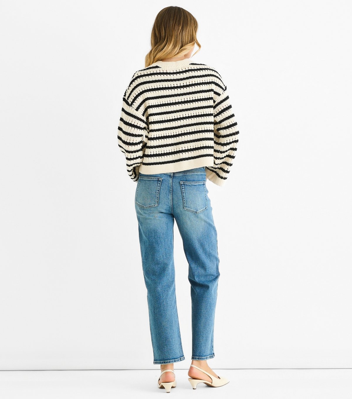 Gini London Women's Cream Striped Textured Cardigan Gini London New Look - 4