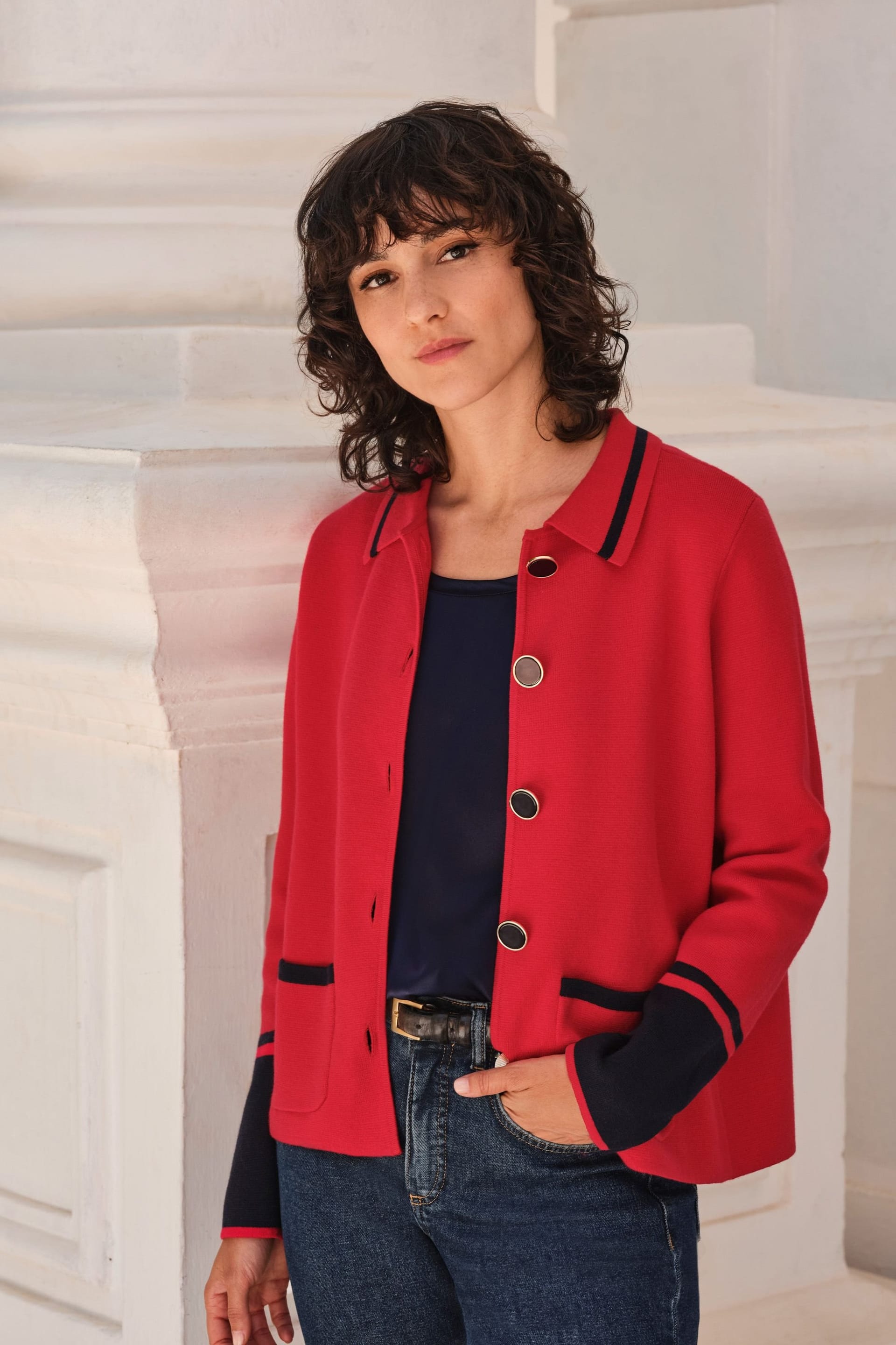 Pure Collection Red & Black Wool Milano Jacket