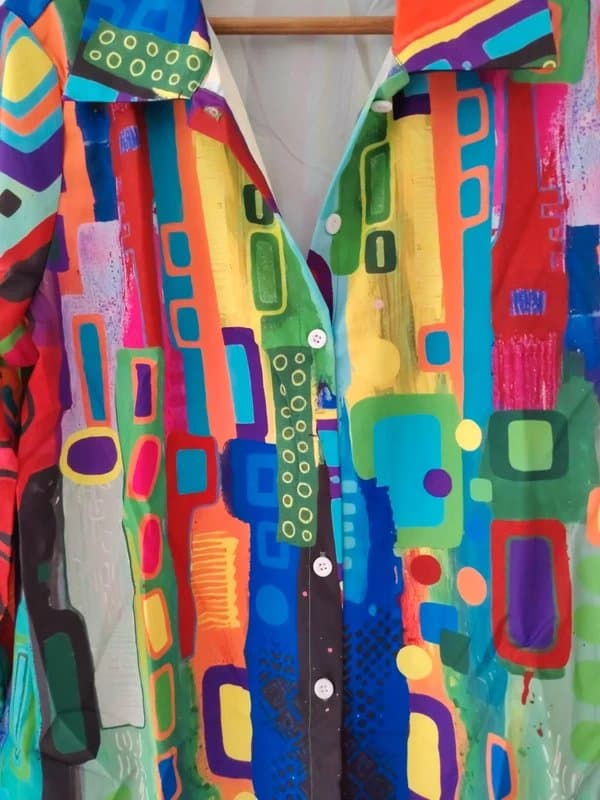 ASOS Elegant Colourful Abstract Shirt 🎨 | Size 14 | Bold Statement Blouse | Oversized Retro Chic