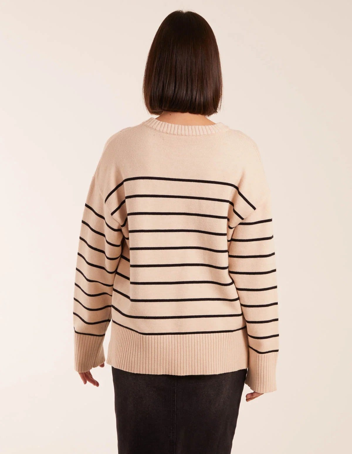 Blue Vanilla Thin Stripe Crew Neck Chunky Jumper - 4