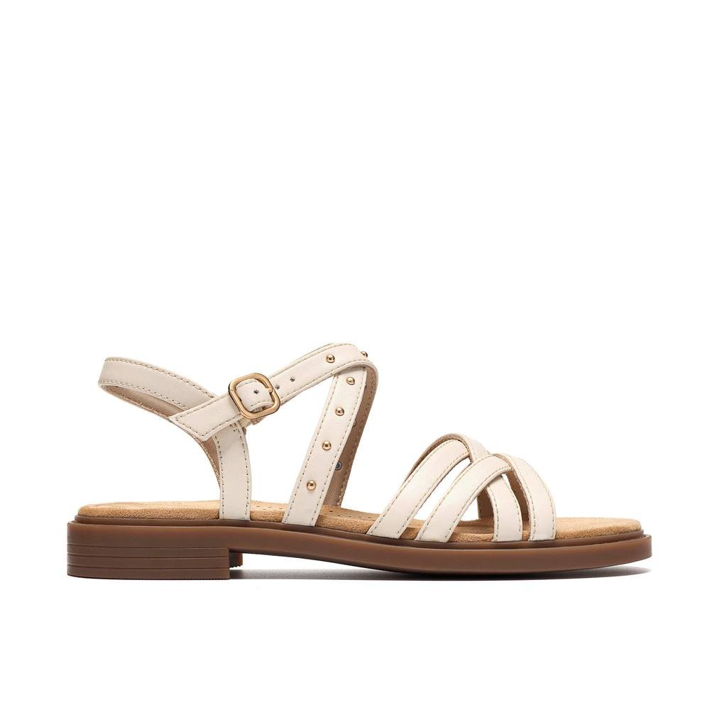 Clarks Clarks Women's Trivanni Cove Off-White Leather Flat Sandals in White - 4