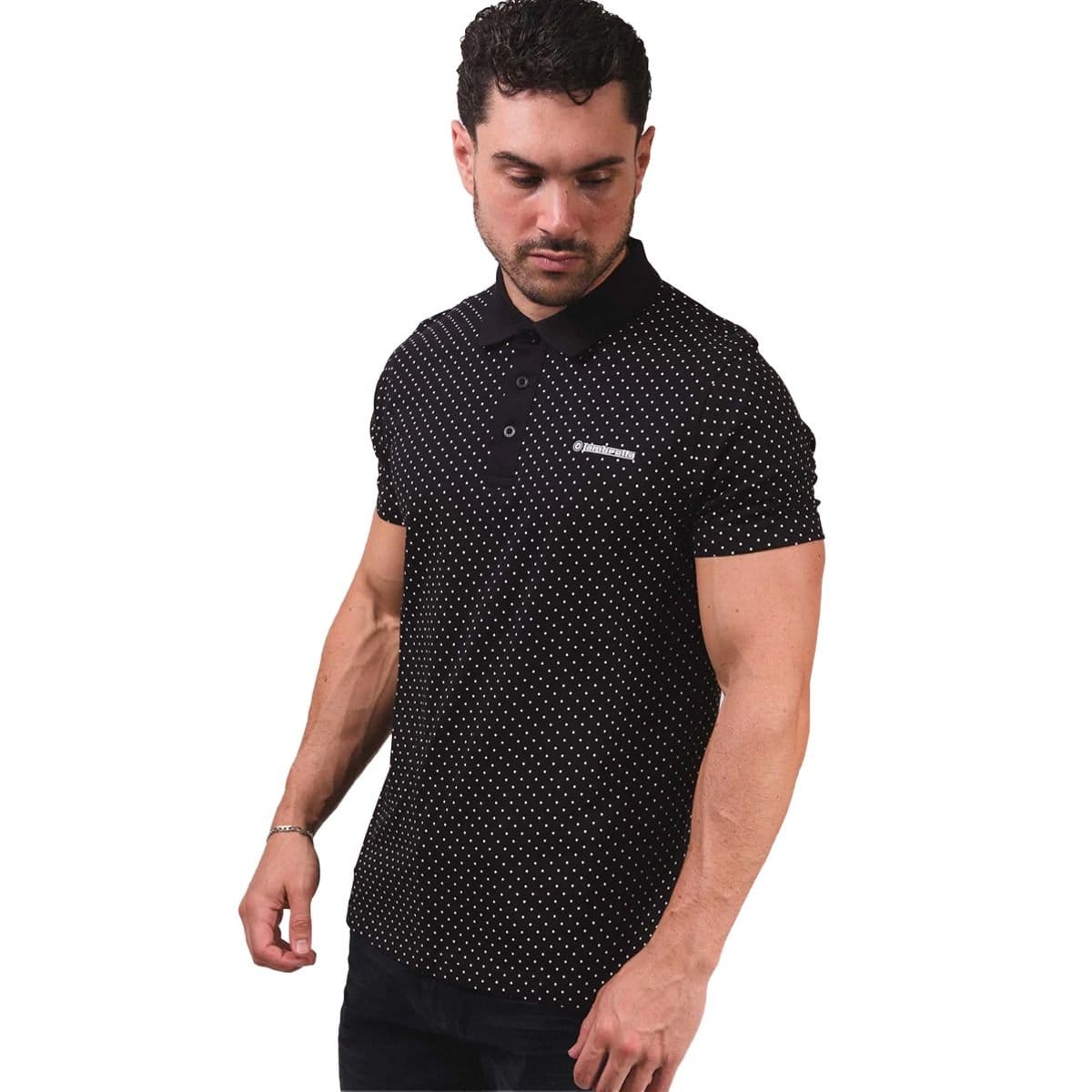 Lambretta Lambretta Men's SS24 Polka Dot Polo Shirt in Black - 4