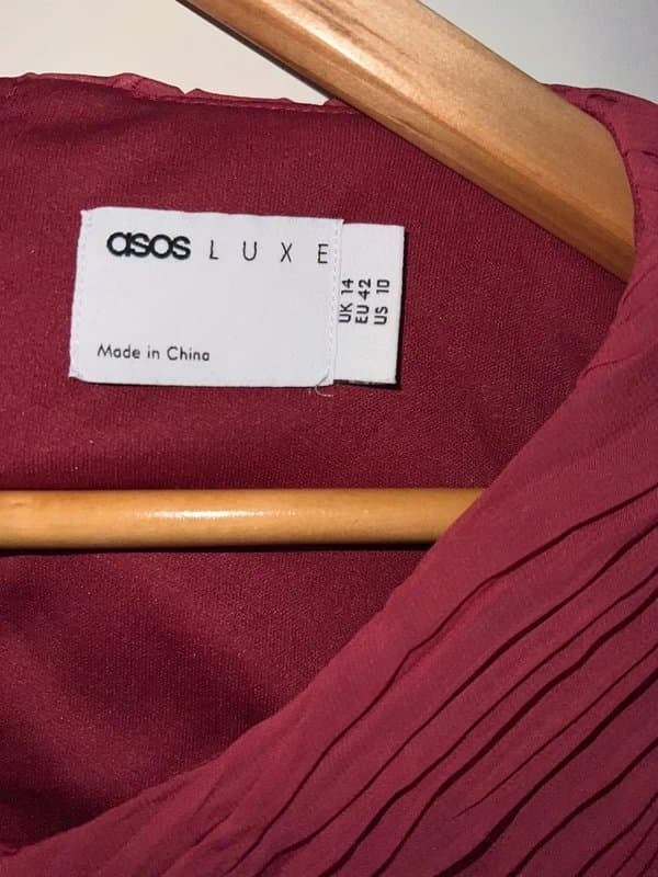 ASOS ASOS Luxe ruched chiffon cut out back mini dress in wine RRP £75