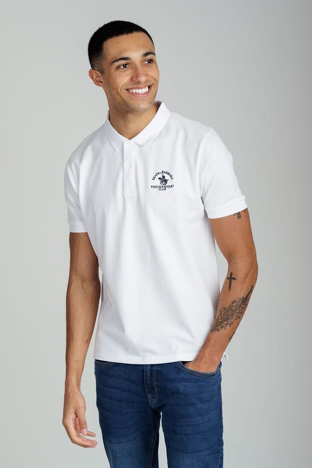 Santa Barbara Polo & Racquet Club Santa Barbara Polo & Racquet Club Men's 3 Pack Cotton Rich Stretch Polo Shirts in Navy - 2