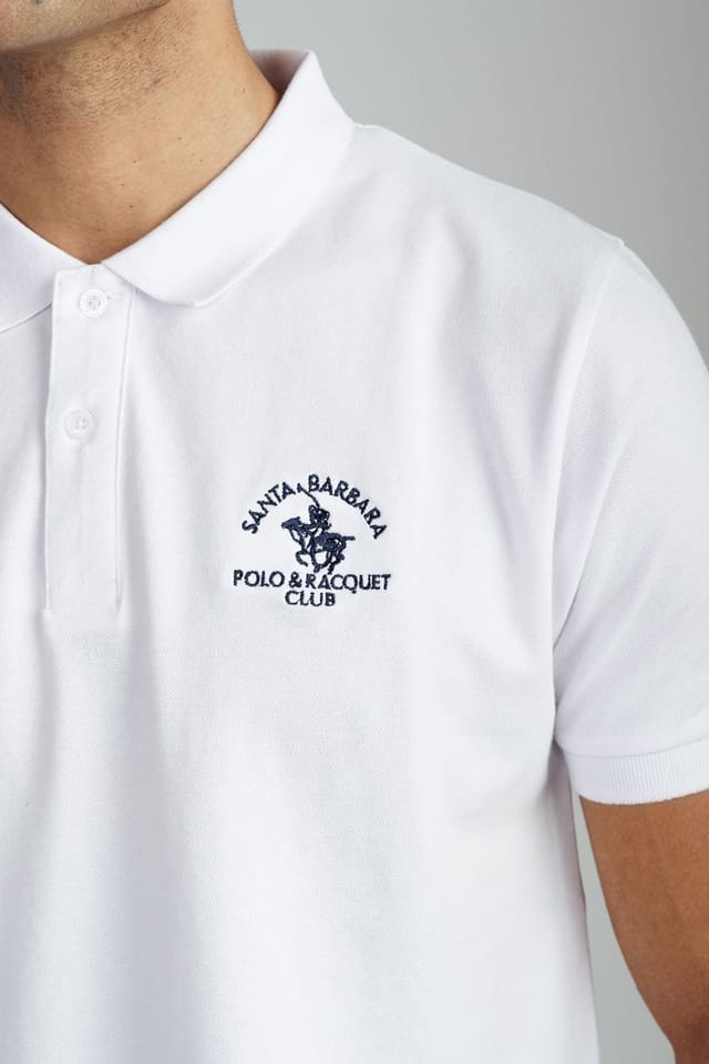 Santa Barbara Polo & Racquet Club Santa Barbara Polo & Racquet Club Men's 3 Pack Cotton Rich Stretch Polo Shirts in Navy - 3
