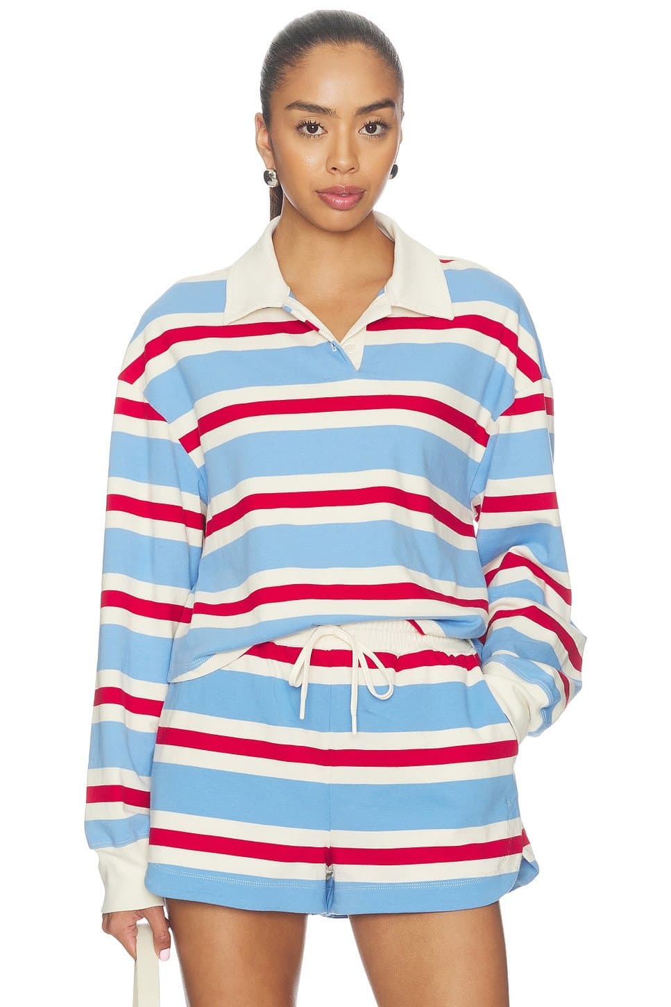 revolve Striped Cotton Jersey Rugby Pullover