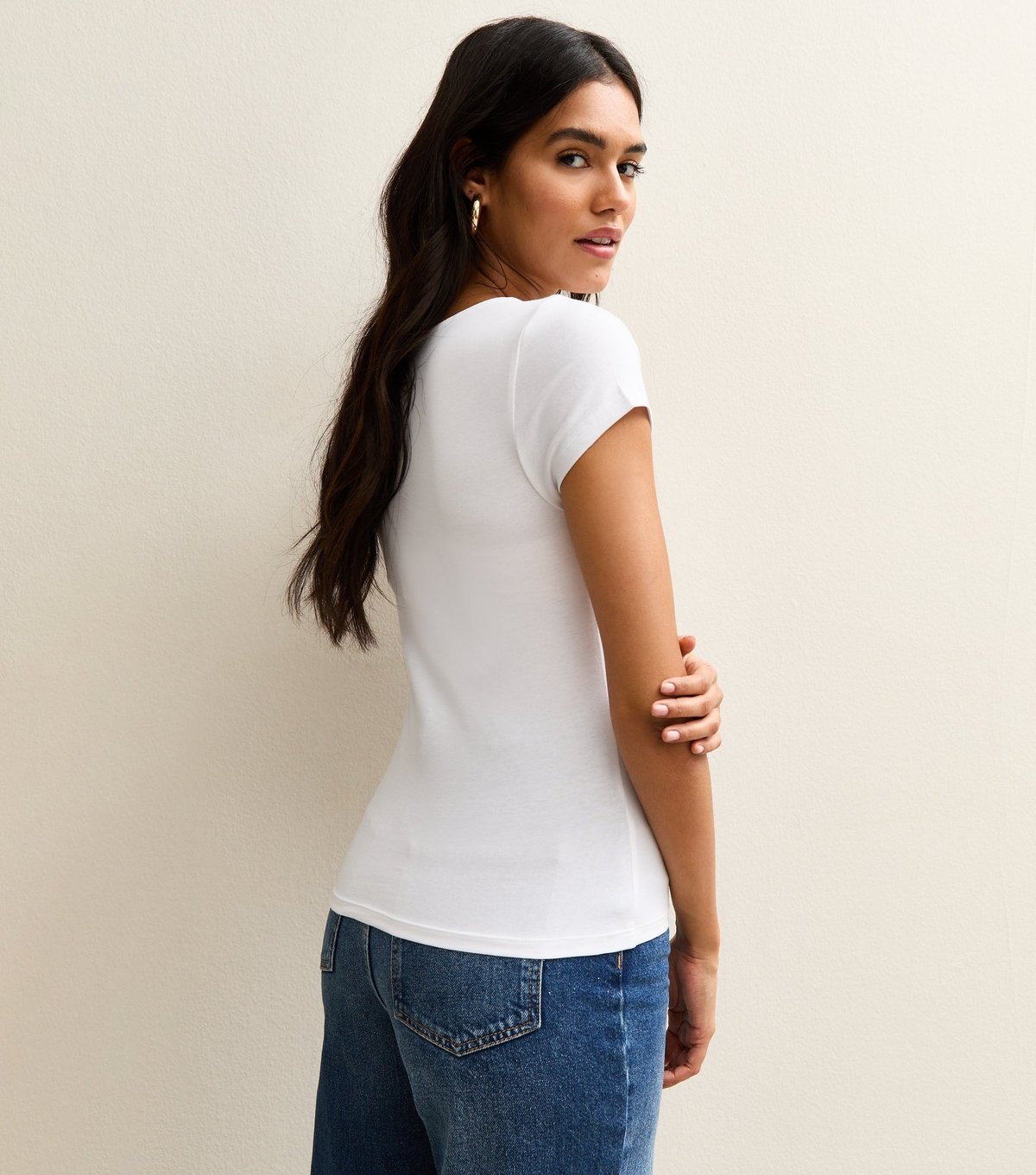 New Look Women's White Square Neck T-Shirt New Look - 4