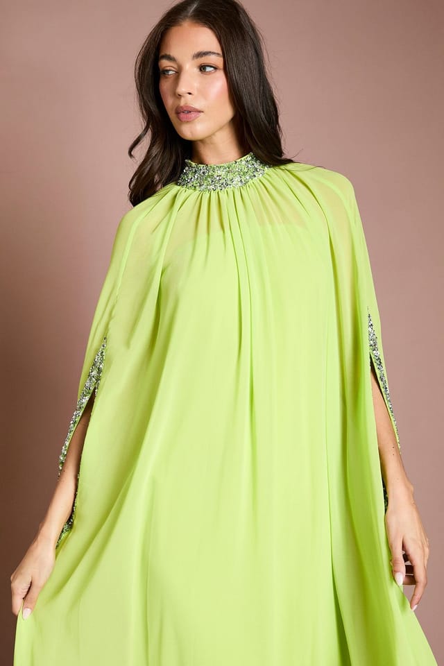 Coast Coast Women's Muse Chiffon Cape Dress in Lime - 2