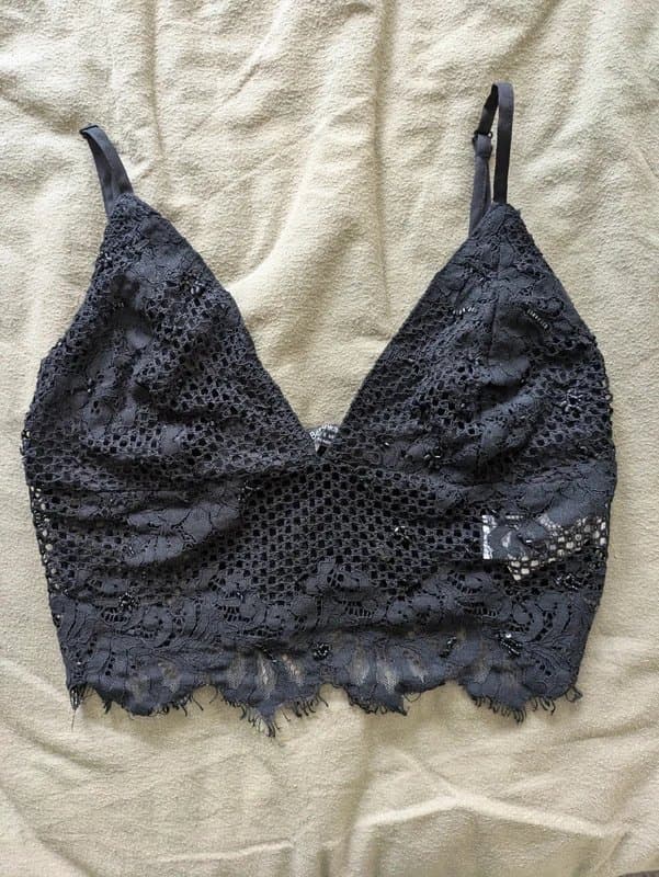 Bershka Bershka black floral lace bralette top with beaded detail (EUR S)