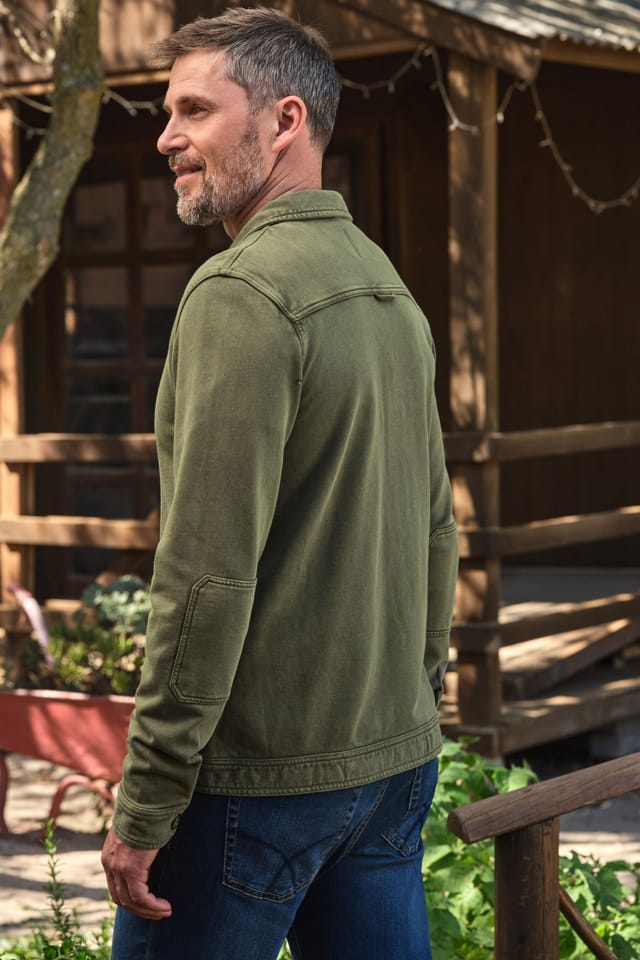 WoolOvers WoolOvers Men's Jersey Cotton Jacket in Green - 2