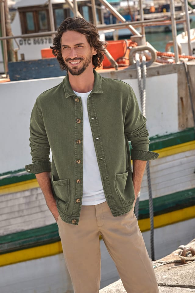 WoolOvers WoolOvers Men's Jersey Cotton Jacket in Green - 3