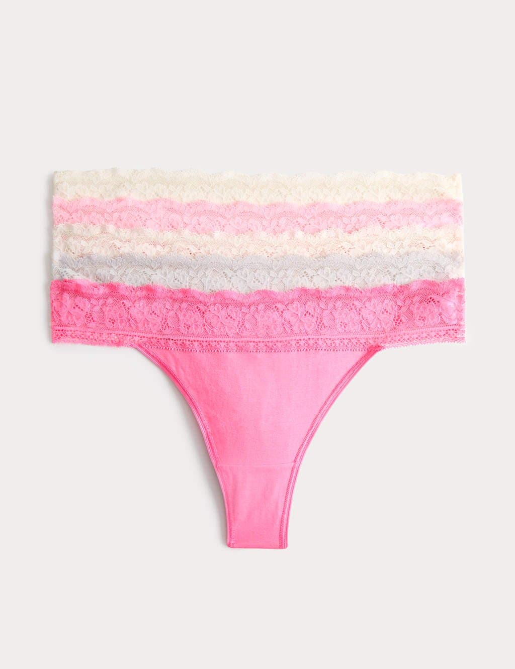 Marks & Spencer M&S Pink Mix Cotton & Lace Thongs 5-Pack