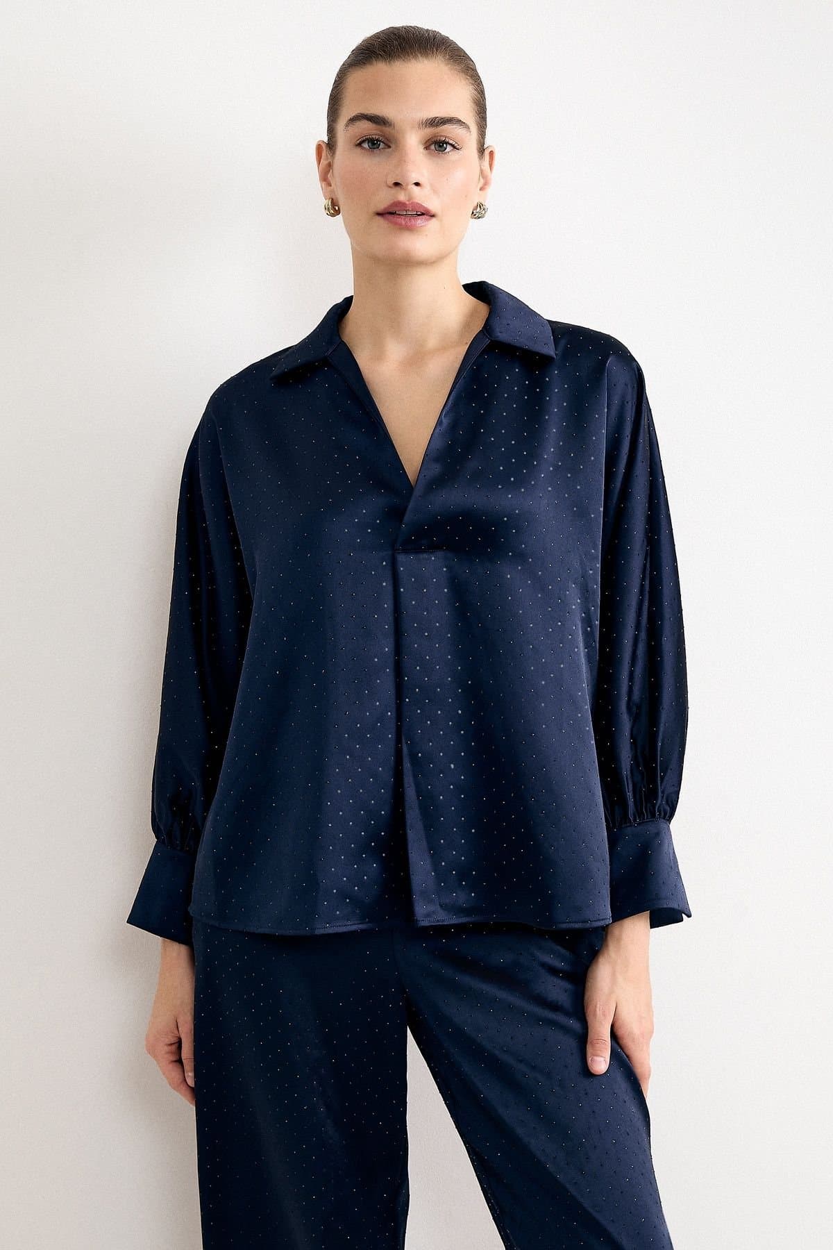 Phase Eight Phase Eight Women's Juliette Satin Embellished Top in Dark Navy