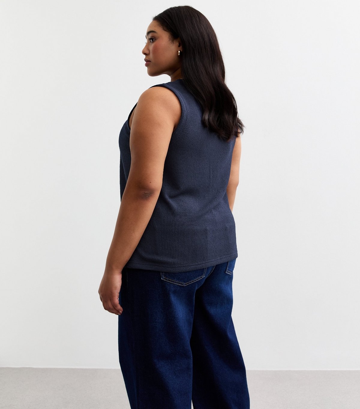 New Look Women's Plus Size Navy Button Through Knit Vest Curves New Look - 4