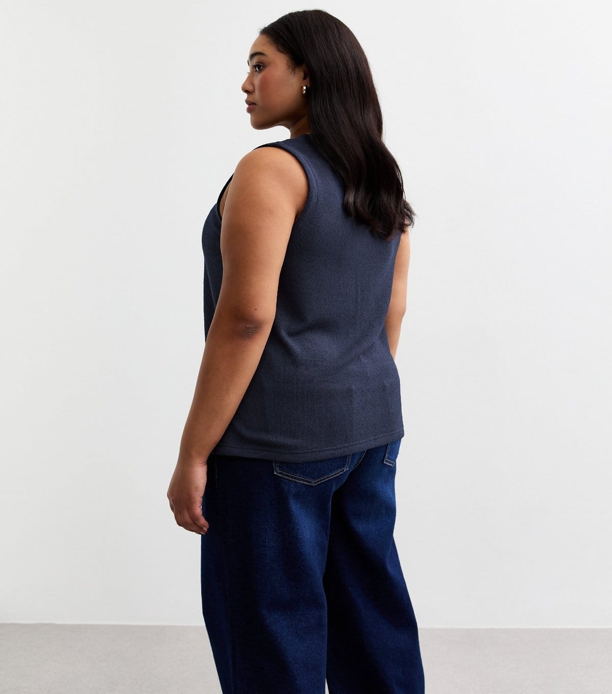 New Look Women's Plus Size Navy Button Through Knit Vest Curves New Look - 4