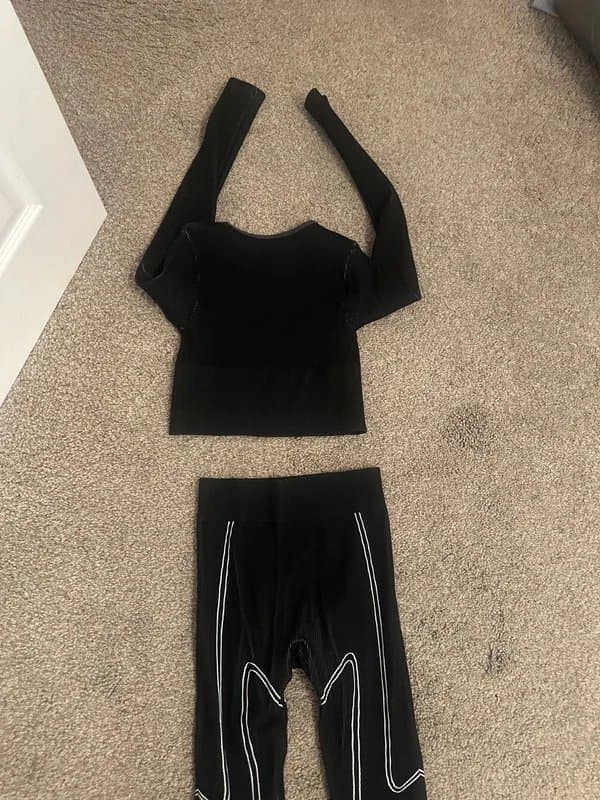 PrettyLittleThing PLT sport black and white contrast gym long sleeve top and leggings