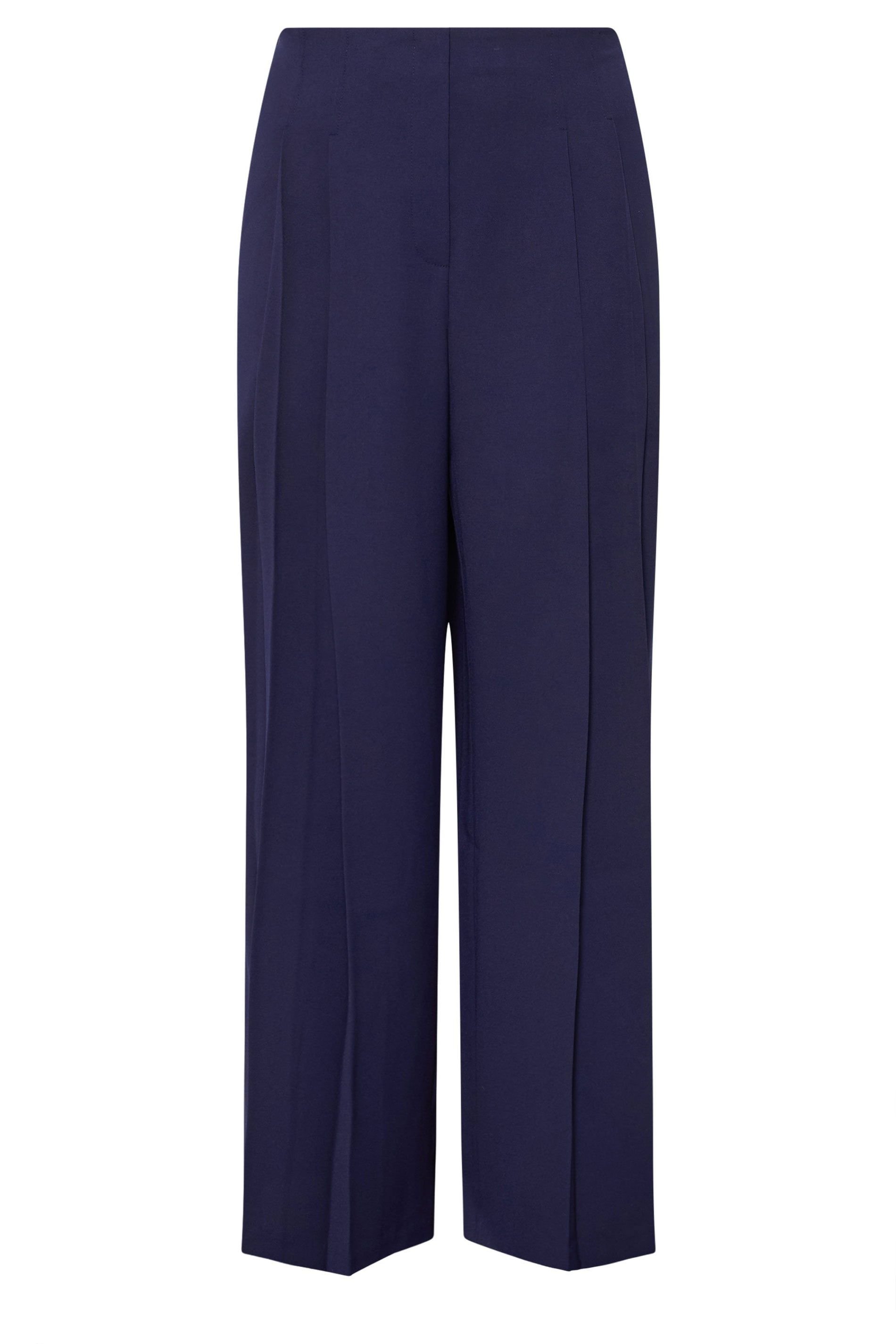 Evans Evans Women's Pleat Front Trousers in Mid Navy - 2