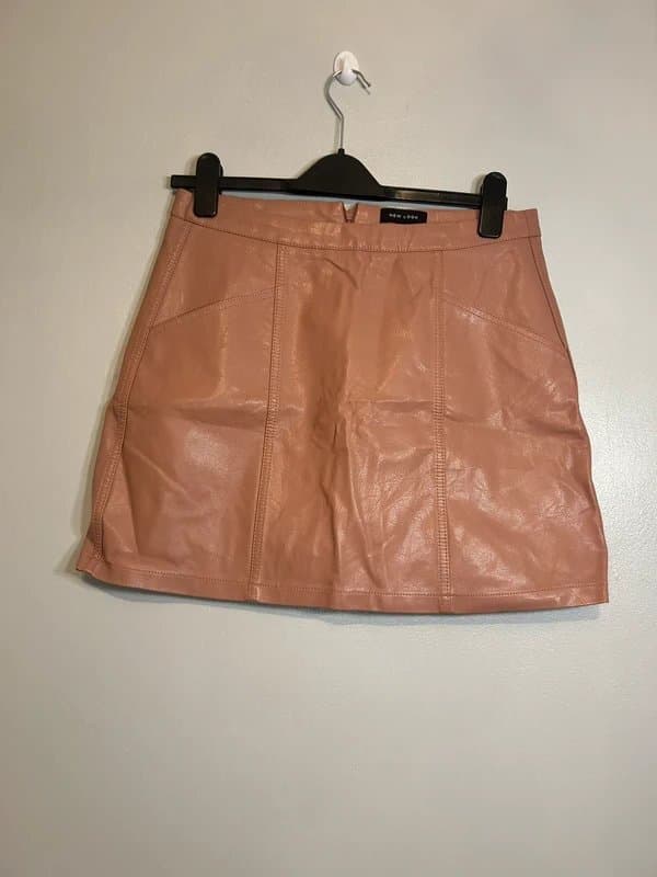 New Look New Look Pink Faux Leather Mini Skirt UK 12