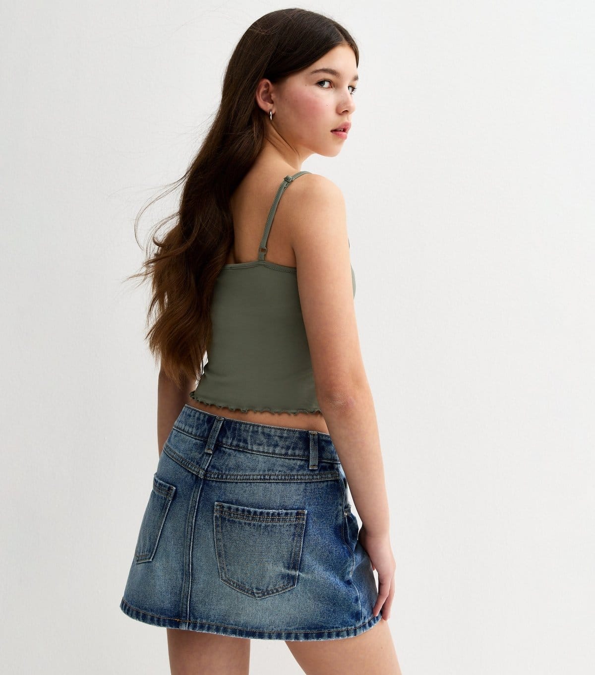 New Look Girls' Light Khaki Slinky Butterfly Hem Cami Top New Look - 4