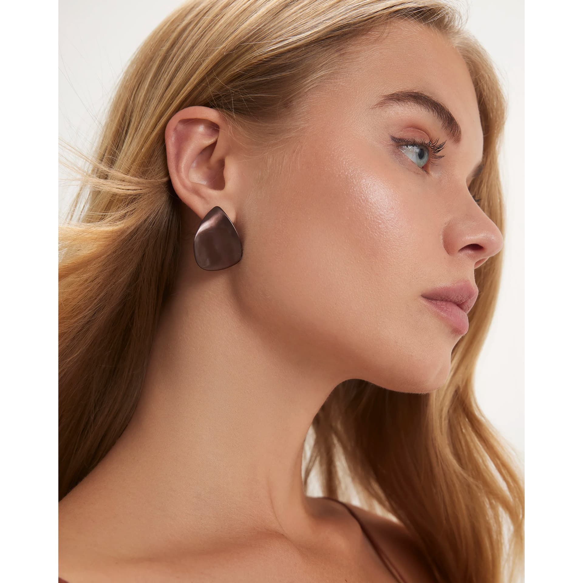 River Island River Island Womens Brown Brushed Metal Stud Earrings