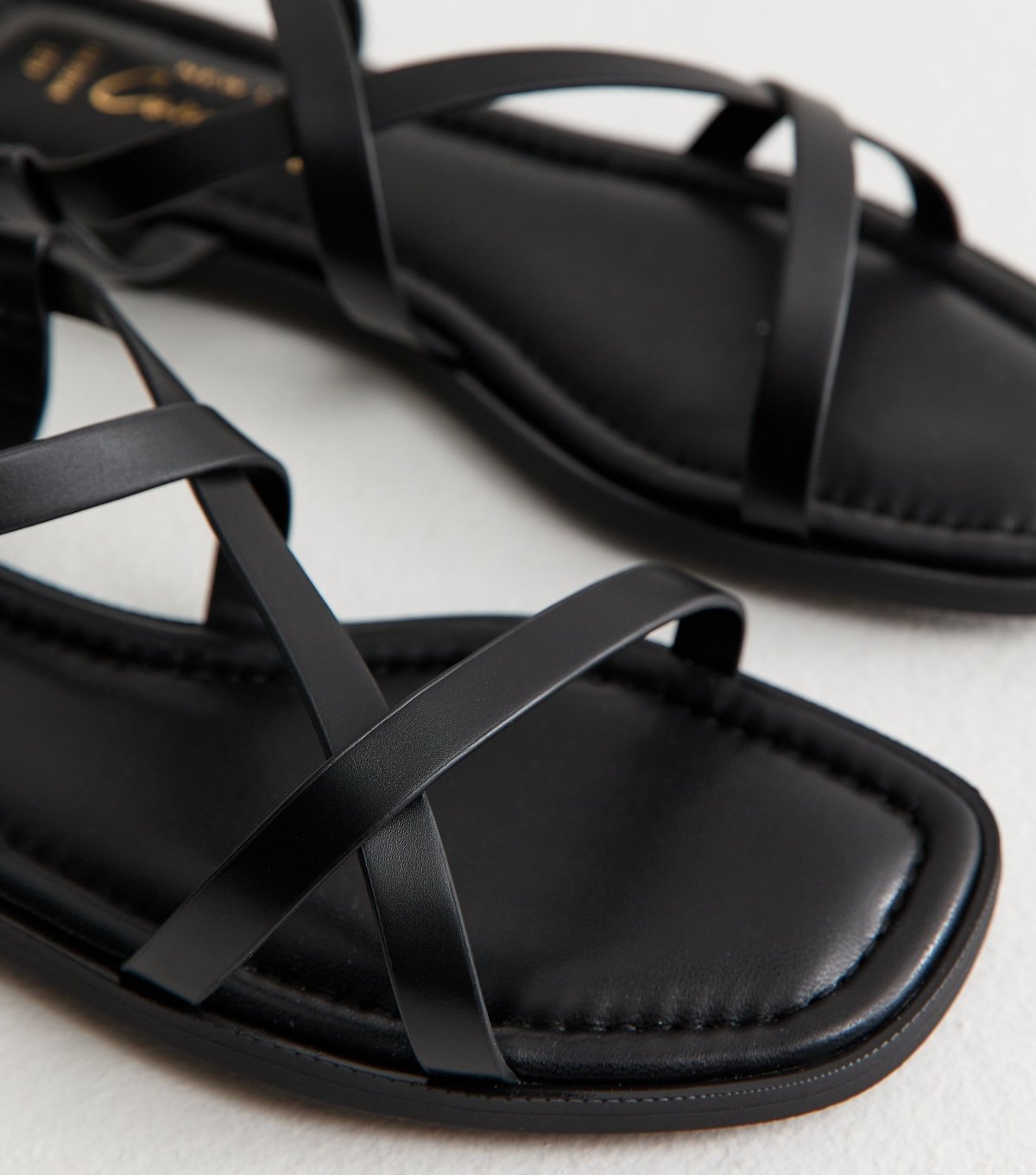 New Look Women's Wide Fit Black Faux Leather Multi Strap Flat Sandals Vegan New Look - 3