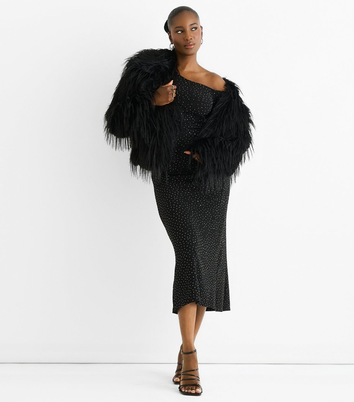 Gini London Women's Black Fringed Faux Fur Jacket Gini London New Look - 2