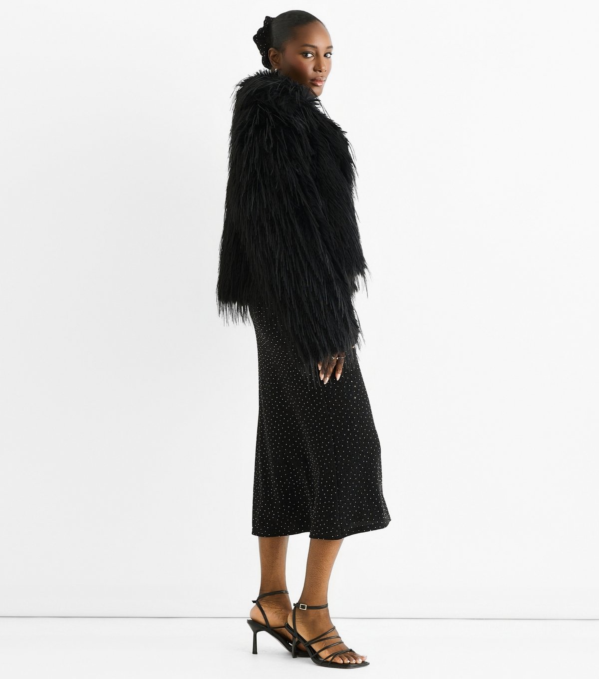 Gini London Women's Black Fringed Faux Fur Jacket Gini London New Look - 3